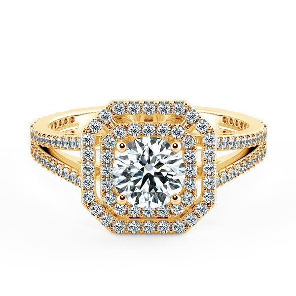 Double Halo Cushion Engagement Ring with Gaping Halo and Eternity Band NCH2303 1